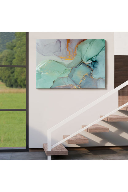 Mürekkep ve Alkol Elementleri ile Mermer Deseni Verilmiş Kanvas Tablo-5030