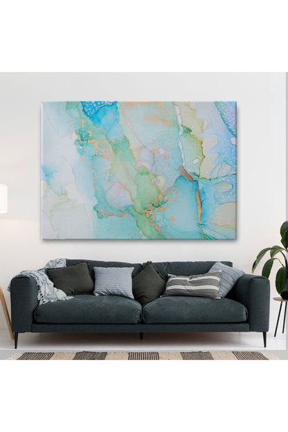 Mürekkep ve Alkol Elementleri ile Mermer Deseni Verilmiş Kanvas Tablo-5037