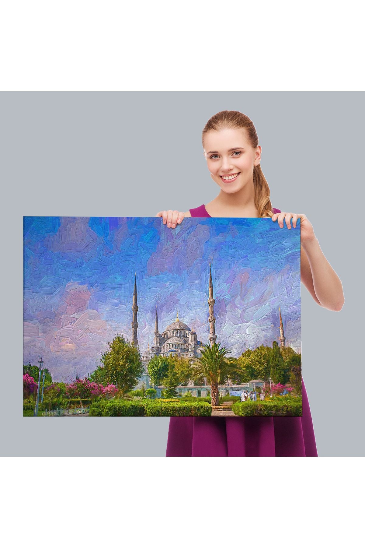 Sultan Ahmet Camii Yağlıboya Görünüm Kanvas Duvar Tablosu-3692