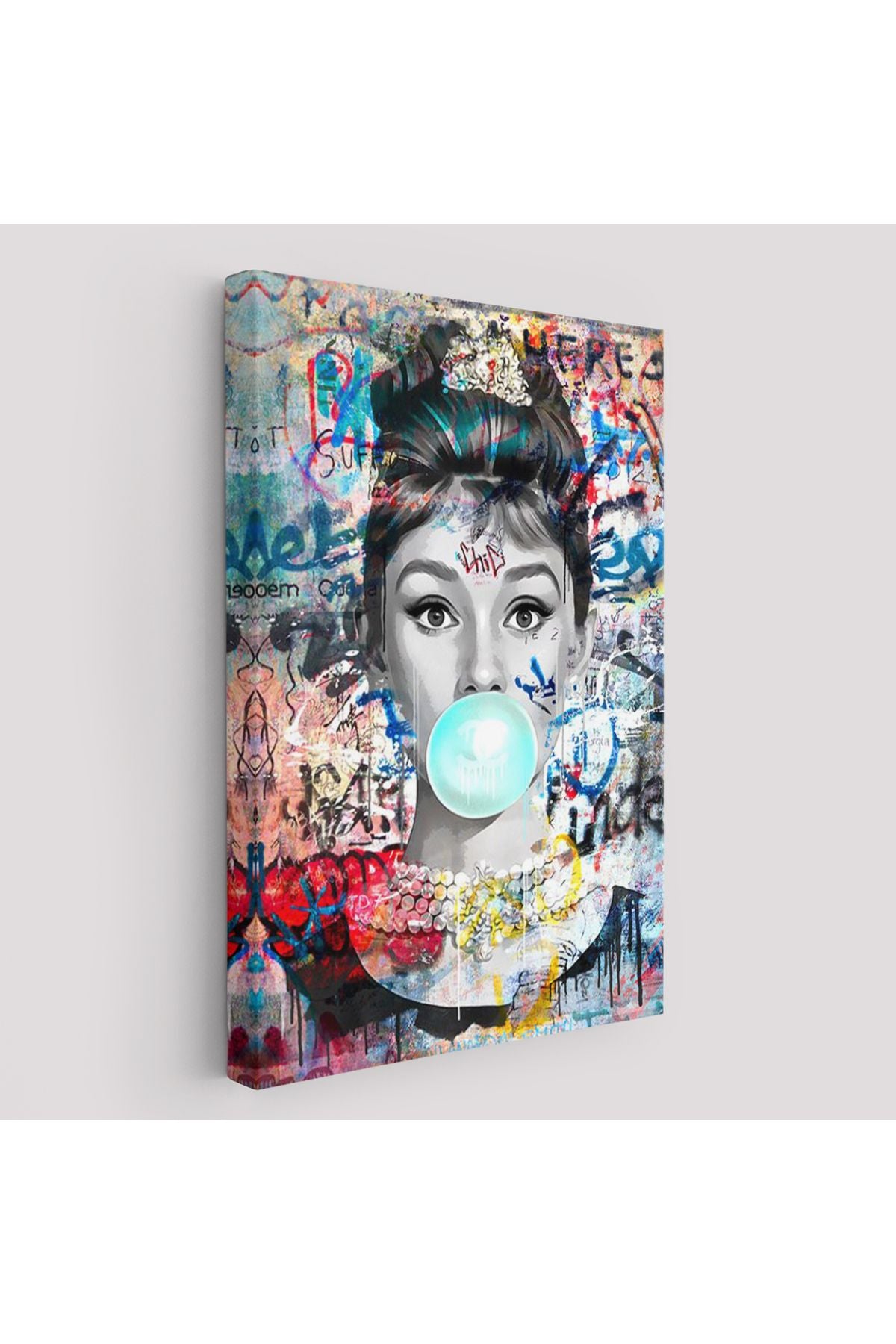 Audrey Hepburn Graffiti Pop Art Duvar Tablosu-6470