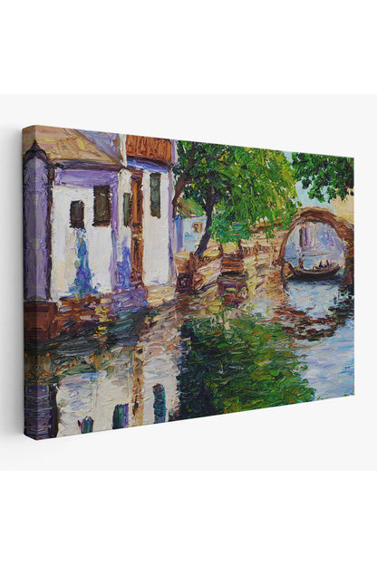 Yağlıboya Kanal Manzarası Dekoratif Kanvas Duvar Tablosu-3765
