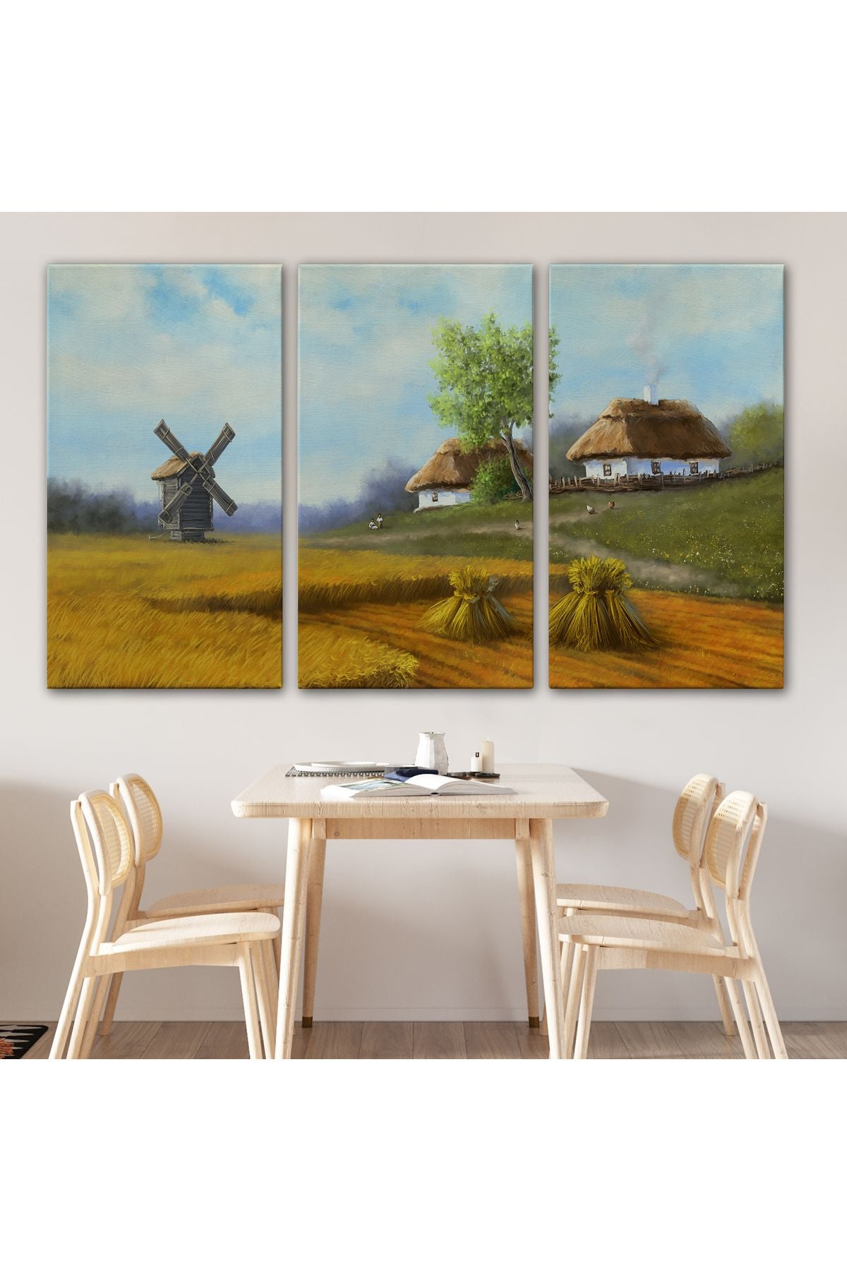 Özel Tasarım, Dekortif  BaskıUkrayna Köy Manzarası Yağlıboya Görünüm Dekoratif Tablo-3712