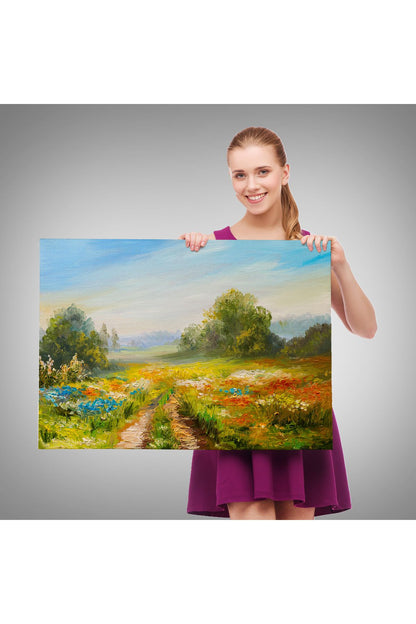 Çiçek Tarlası Yağlıboya Görünümlü Duvar Tablosu-1203