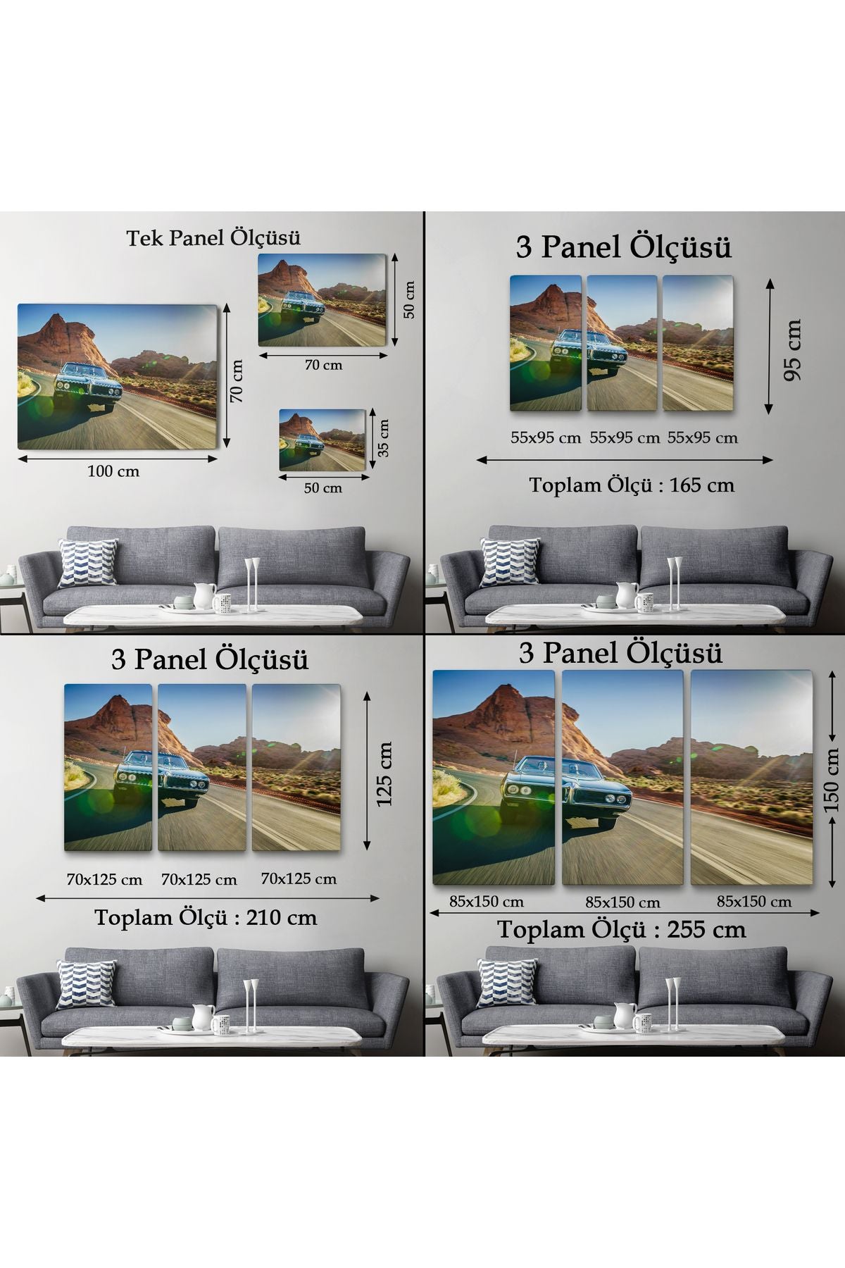 Çölde Eski Araba Dekoratif Kanvas Duvar Tablosu-3516