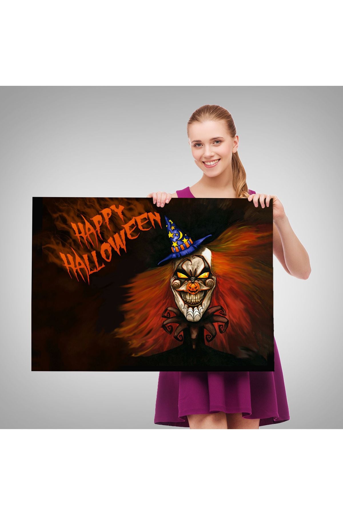 Cadılar Bayramı Duvar Dekoru, Korkunç Kabaklar Cadılar Bayramı Duvar Tablosu-5193