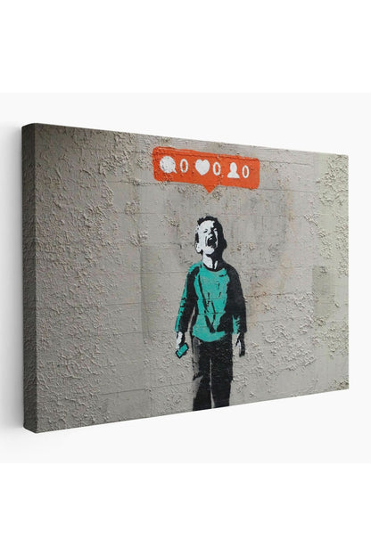 Bansky Takipçisi Olmadığı İçin Ağlayan Sosyal Medya Cocugu Kanvas Tablo-5021