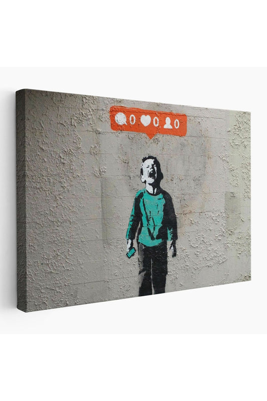 Bansky Takipçisi Olmadığı İçin Ağlayan Sosyal Medya Cocugu Kanvas Tablo-5021