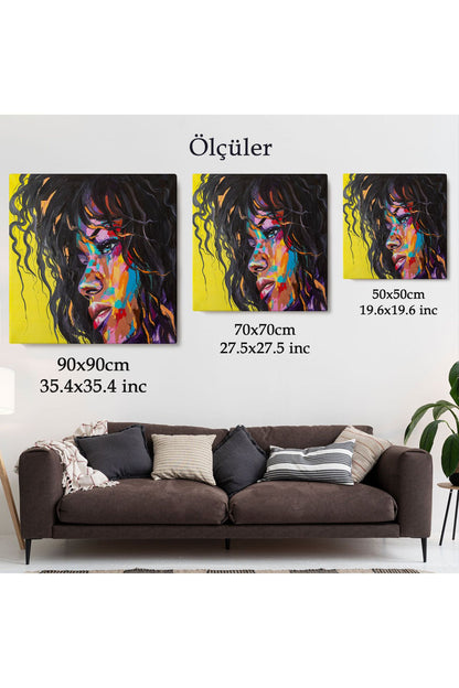 Renkli Kadın Kanvas Tablo-5905