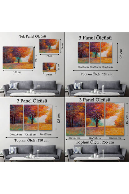 Sonbahar Manzarası Yağlıboya Görünüm Dekoratif Kanvas Duvar Tablosu-3748