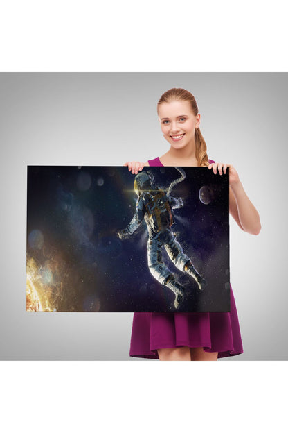 Astronot Duvar SanatıKanvas Tablo, Uzay Posteri, Astronot Uzayda, Gezegen Arka Planı-5381