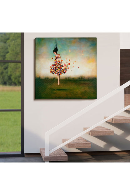 Çiçek Elbiseli Kız Kanvas Tablo-5889