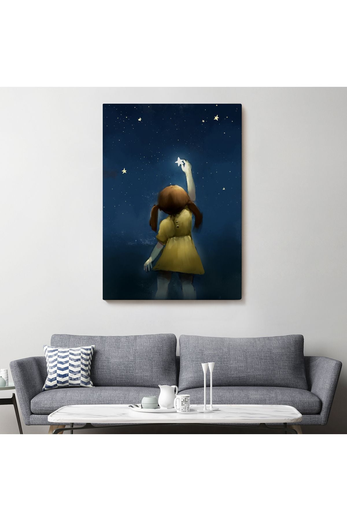 Yıldıza Ulaşan Kız Çocoğu Duvar Tablosu-5994