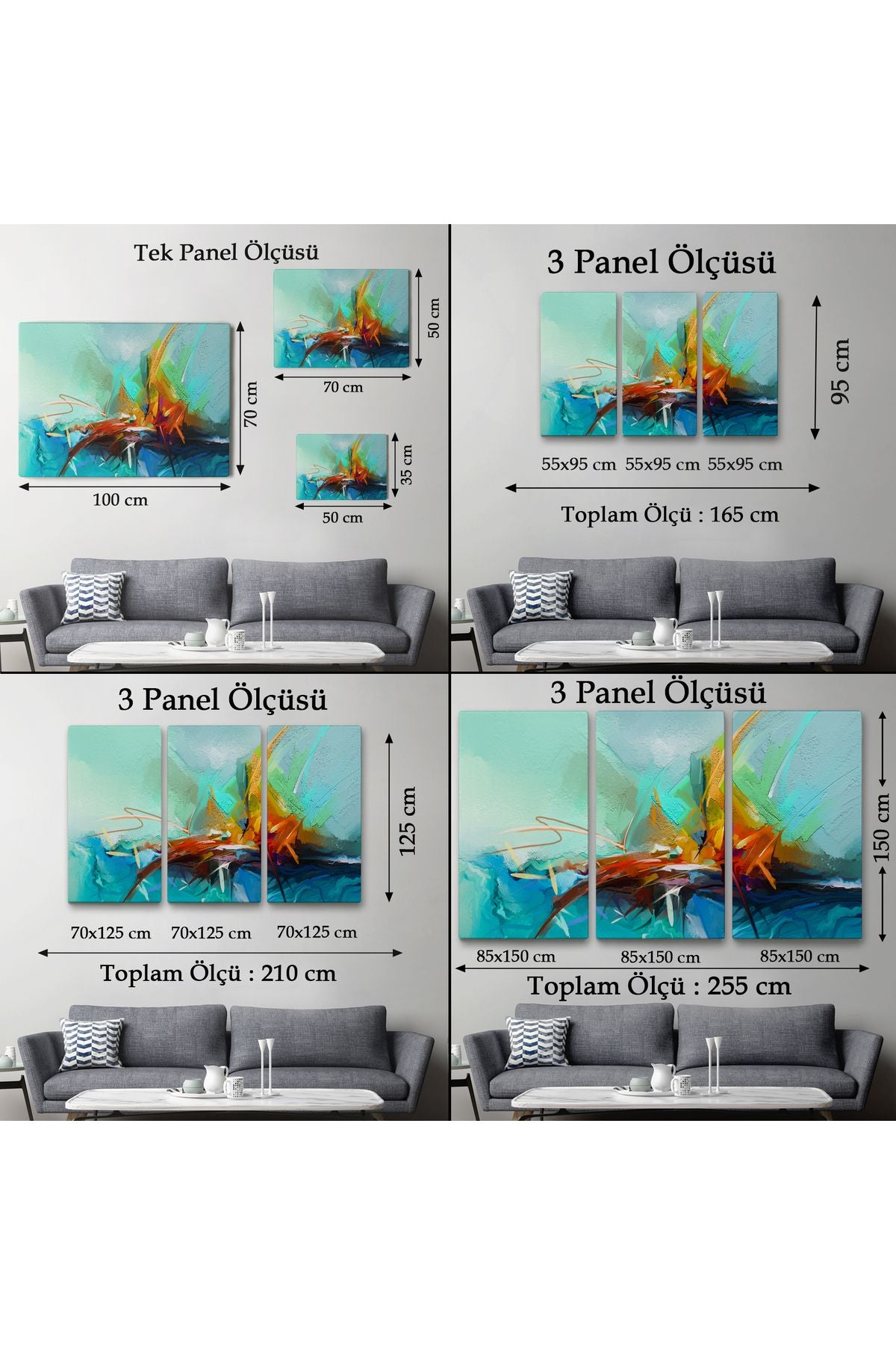 Çağdaş Sanat Soyut Yağlıboya Görünüm Dekoratif Tablo-3614