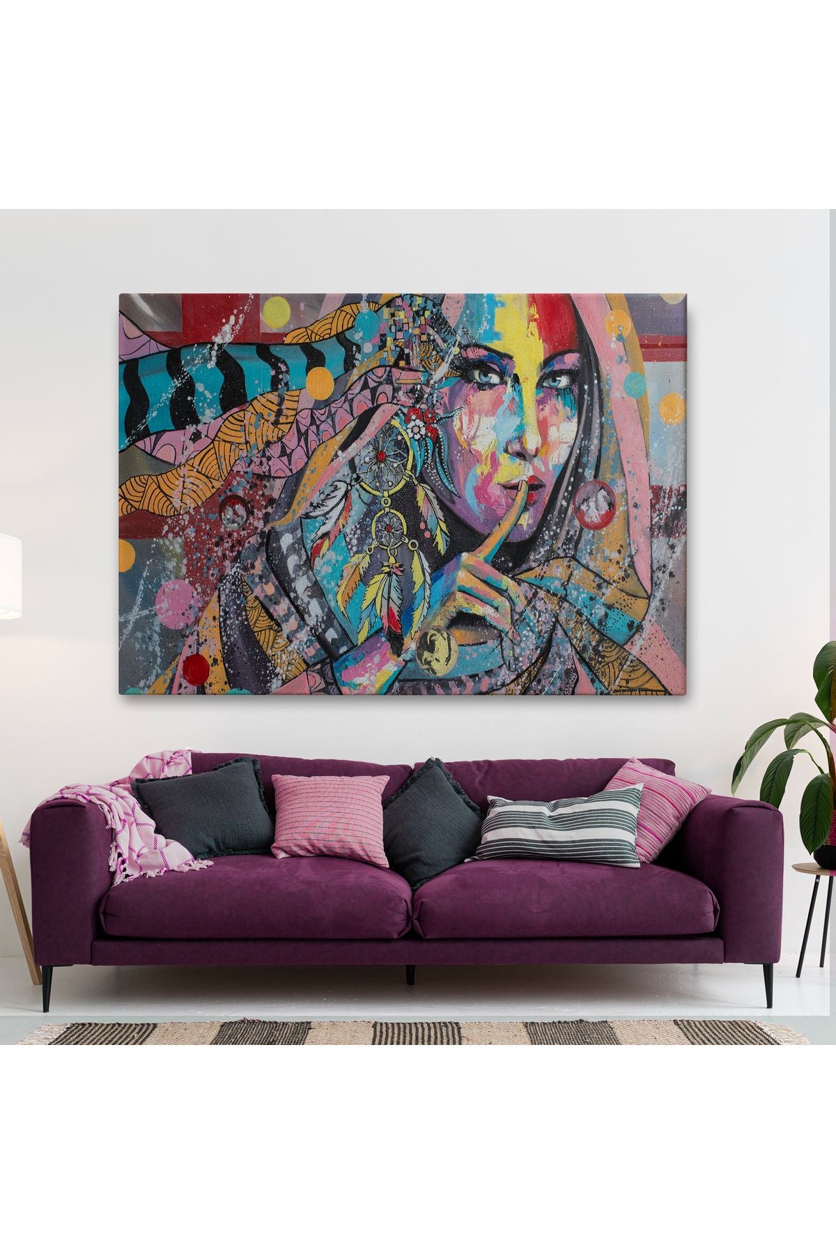 Koruyucu Kız Portresi Yağlıboya Görünüm Dekoratif Kanvas Duvar Tablosu-3469