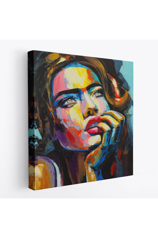 Güzel Kadın Yağlıboya Görünüm Dekoratif Kanvas Duvar Tablosu-5840