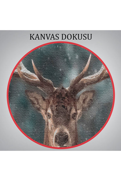 Ren Geyiği ve Kar Kanvas Tablo, Ren Geyiği Kış Ormanı Tablo-5370