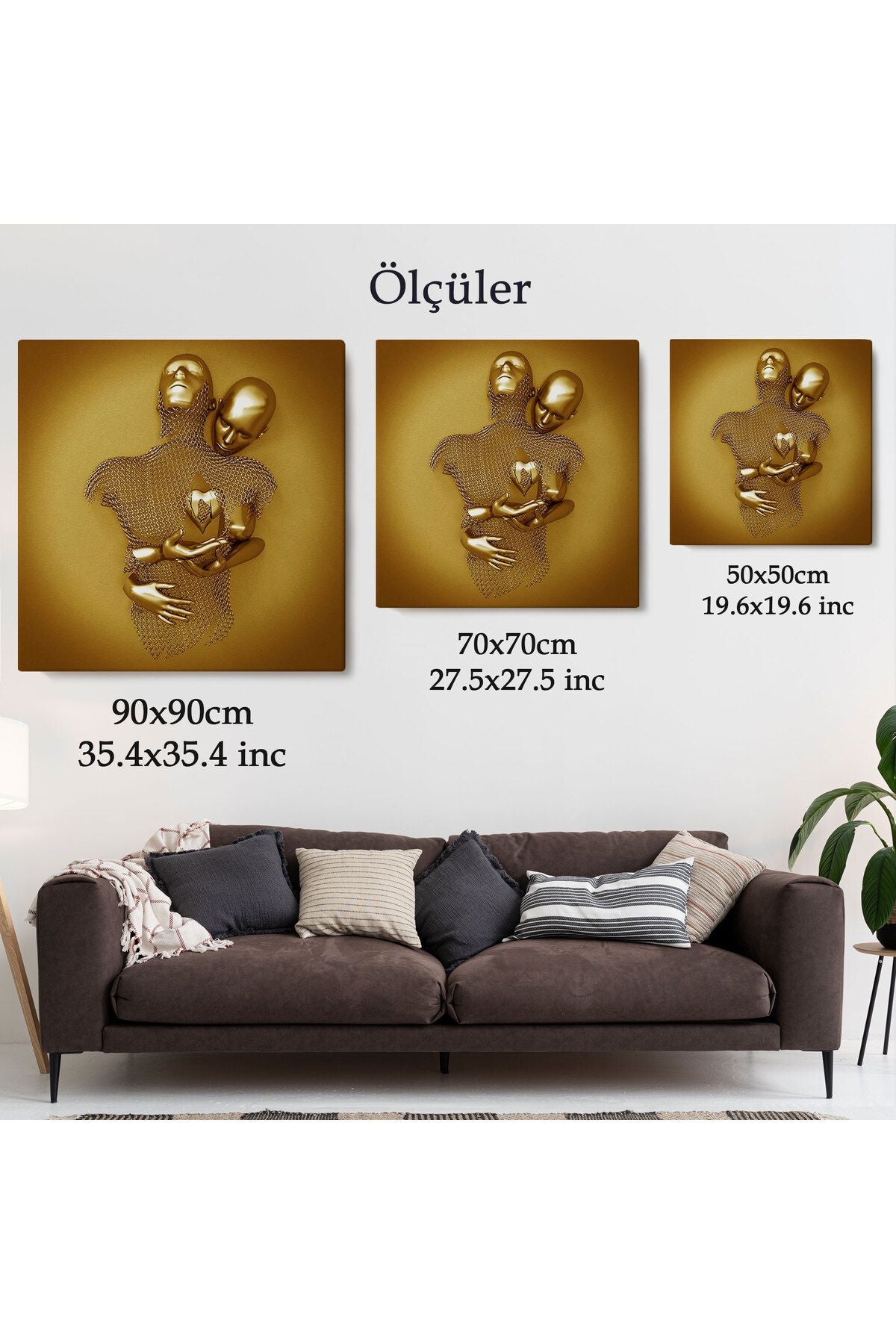Romantik Beden, Aşk Sanatı, Altın Duvar Dekoru, 3D Efektli Altın İnsan-5366