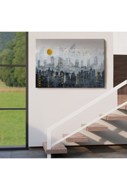 Modern Şehir Manzarasının Silueti Kanvas Tablo-5038