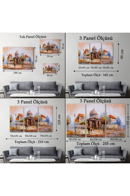 DB  Paris Sokakları Yağlıboya Görünüm Dekoratif Kanvas Duvar Tablosu-3485