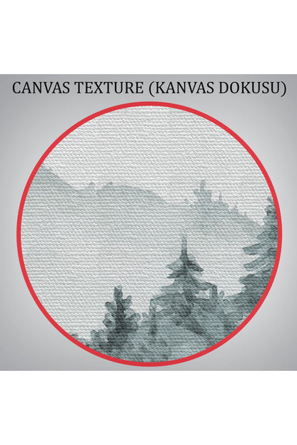 Suluboya Görünümlü Orman Manzarası Dekoratif Kanvas Duvar Tablosu-3644