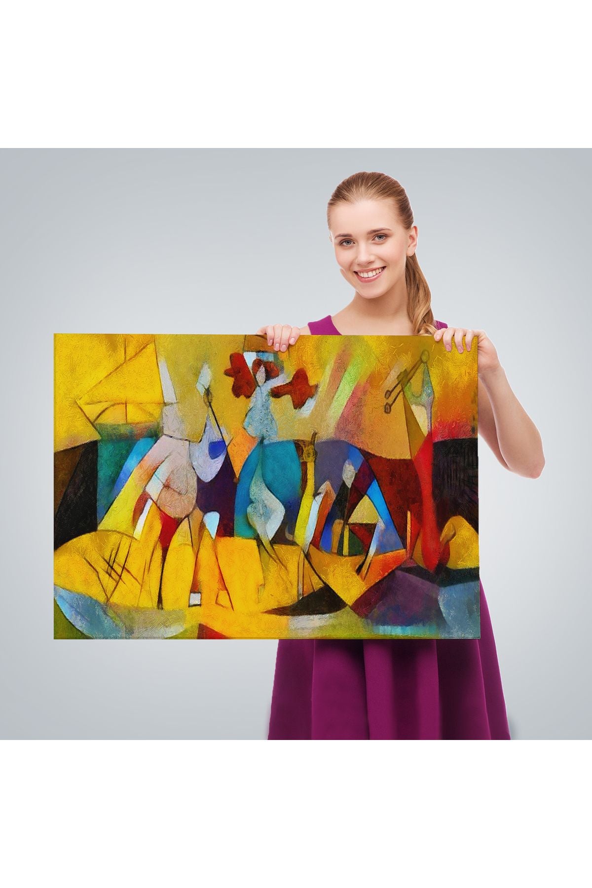 Modern Tarz Soyut Yağlıboya Görünüm Dekoratif Kanvas Duvar Tablosu-3522