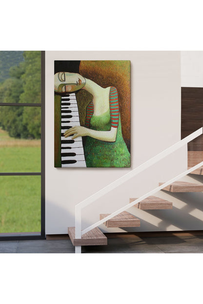 Dekoratif Kanvas Tablo, Duvar Tablosu-Piyano Virtüözü Kadın 6495