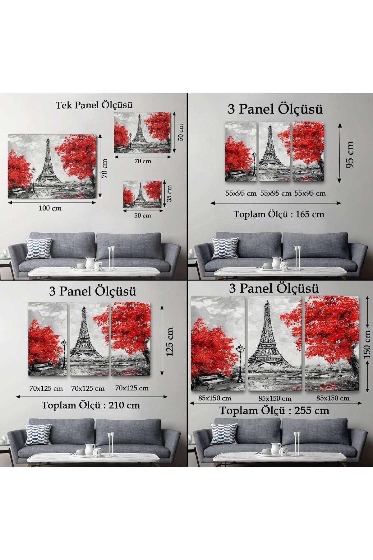 Paris Etfel Kulesi Yağlıboya Görünüm Dekoratif Kanvas Duvar Tablosu-3508