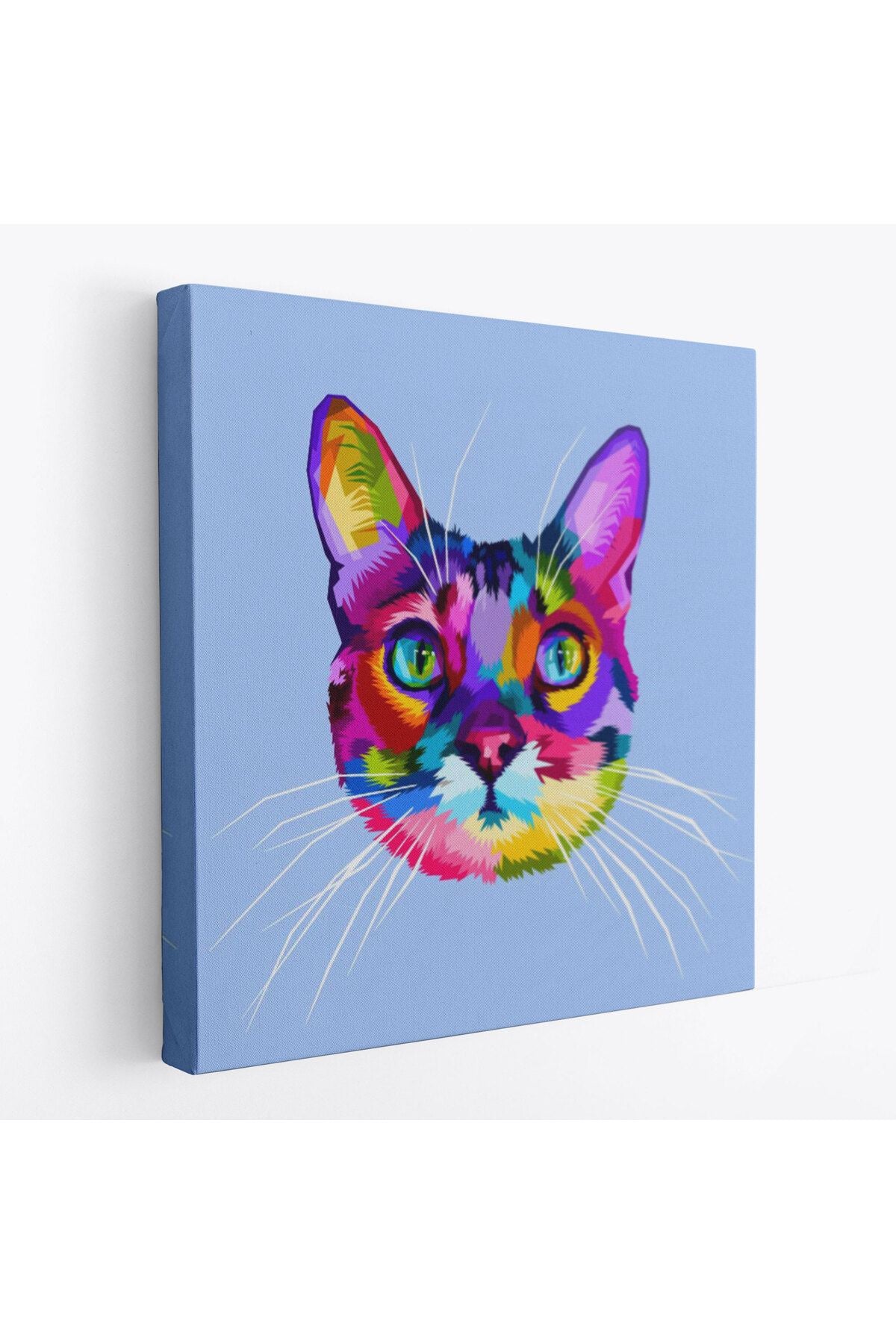modagos068 Renkli Kedi Kafası Dekoratif Kanvas Tablo-5815
