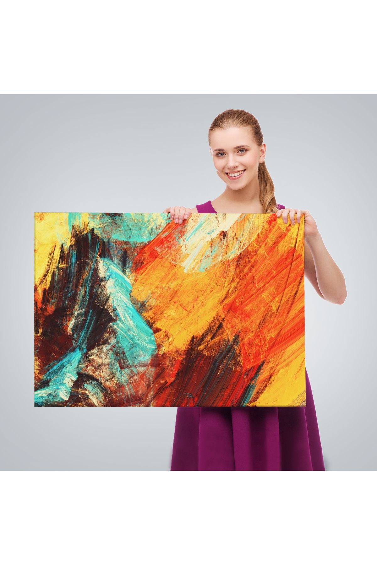 Fütüristik Soyut  Görünüm Dekoratif Kanvas Duvar Tablosu-3560