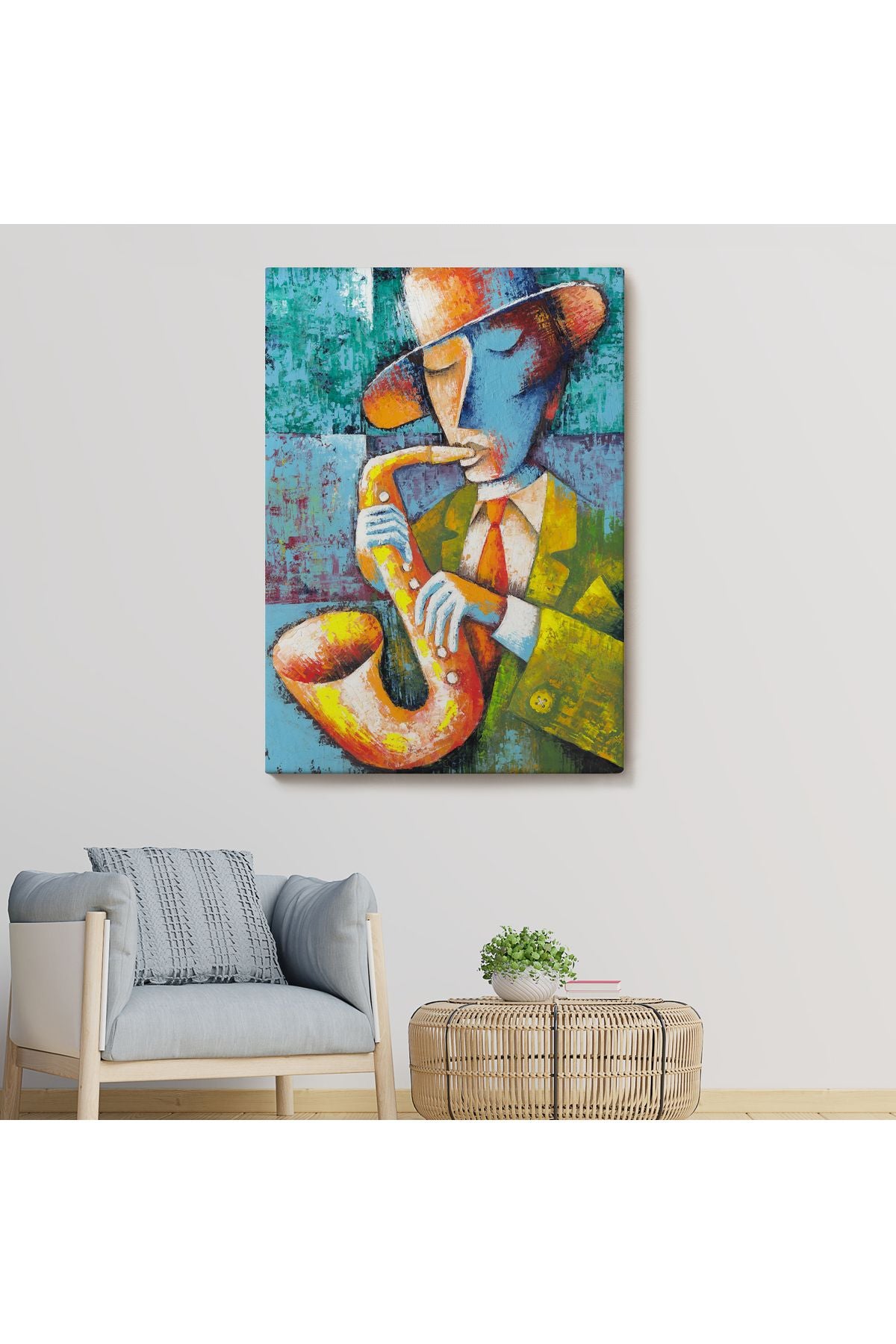 Saksafon Çalan Adam Kanvas Tablo-6461