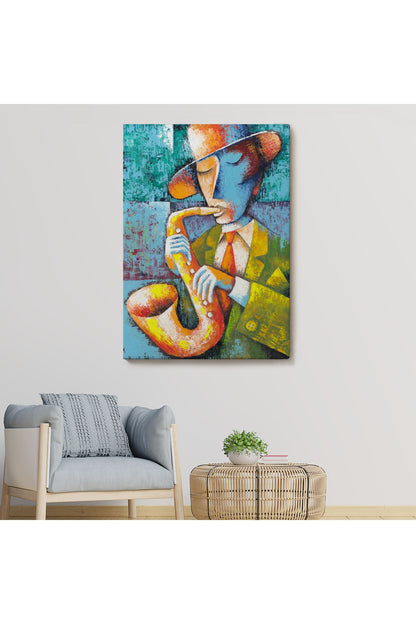 Saksafon Çalan Adam Kanvas Tablo-6461