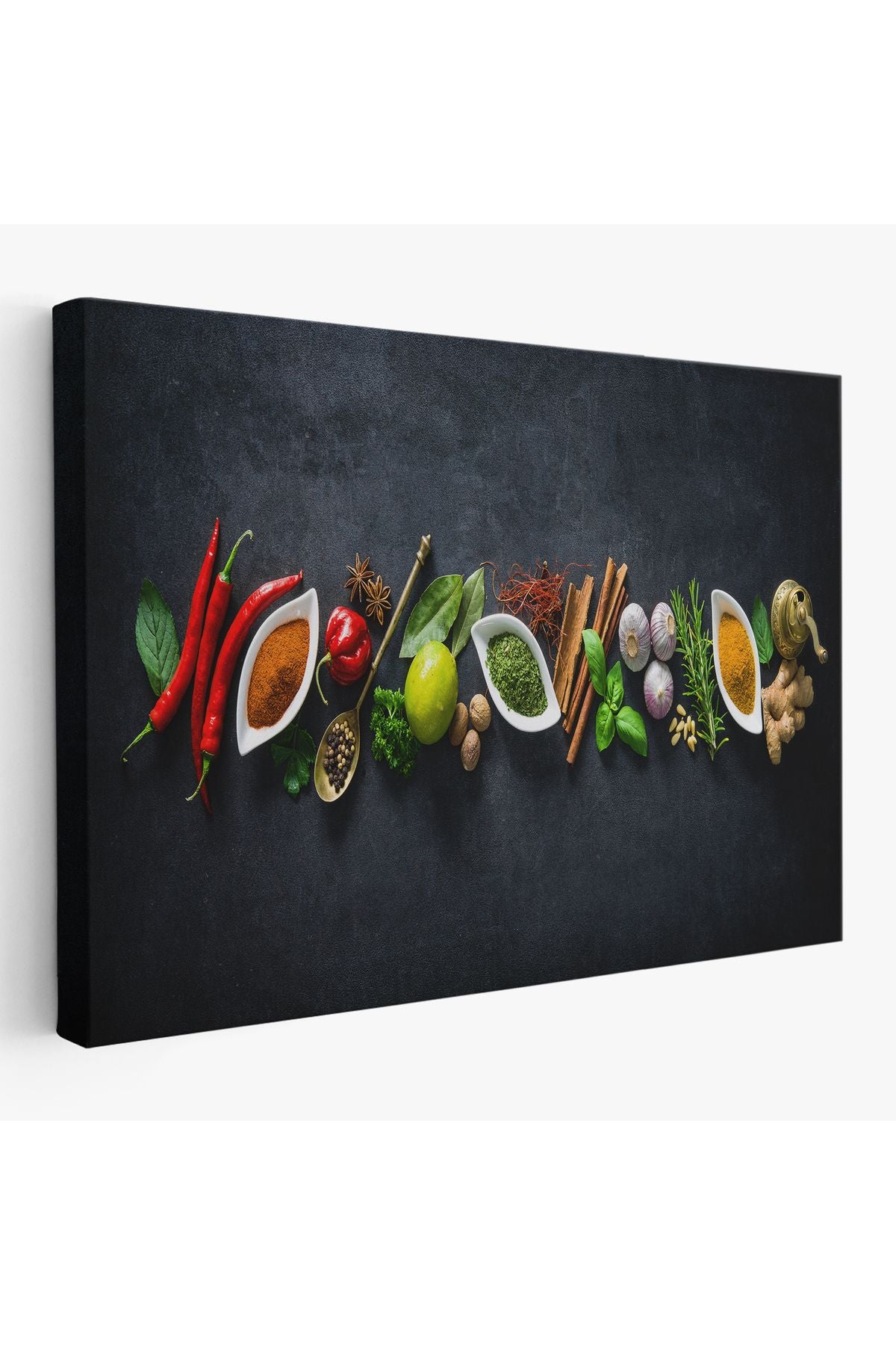 Mutfak Masasın da Baharatlar Dekoratif Kanvas Duvar Tablosu-3538