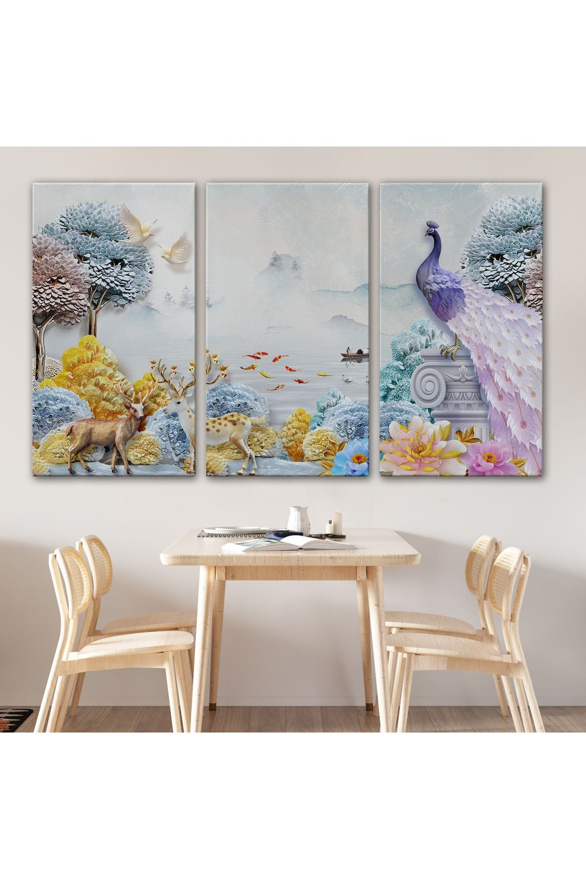 Ormandaki Hayvanlar Dekoratif Kanvas Duvar Tablosu-3714