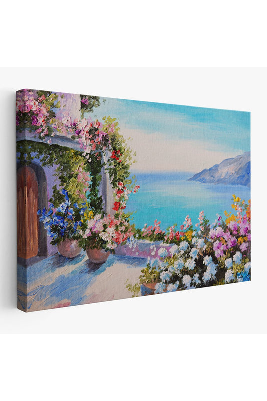 Deniz Manzaralı Güzel Ev Dekoratif Kanvas Duvar Tablosu-3439