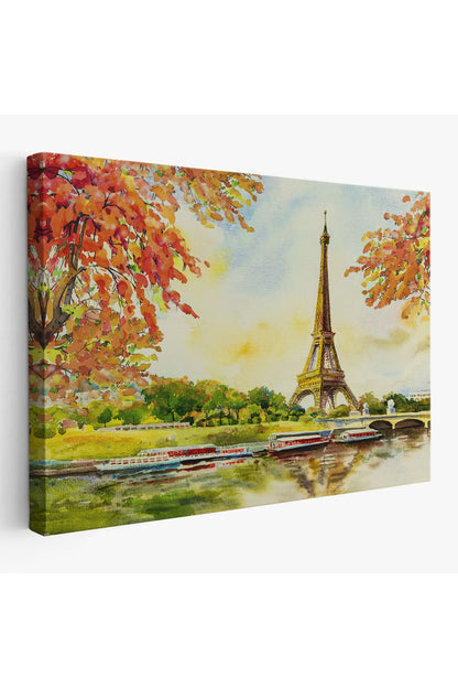 Seine Nehri Ve Eyfel Manzaralı Yağlıboya Dekoratif Kanvas Duvar Tablosu-3564