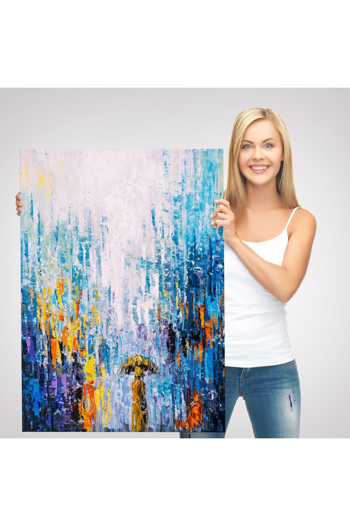 DB Yağmurlu Bir Gün Yağlıboya Görünüm Dekoratif Kanvas Duvar Tablosu-5953