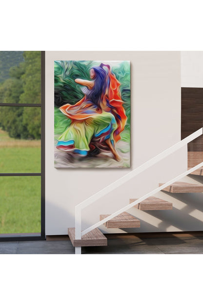 Renkli Kıyafeti İle Samba Yapan Kadın Duvar Tablosu-6083