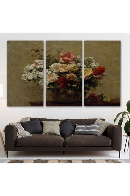 YB HG Vazodaki Renkli Çiçekler Duvar Tablosu-3493
