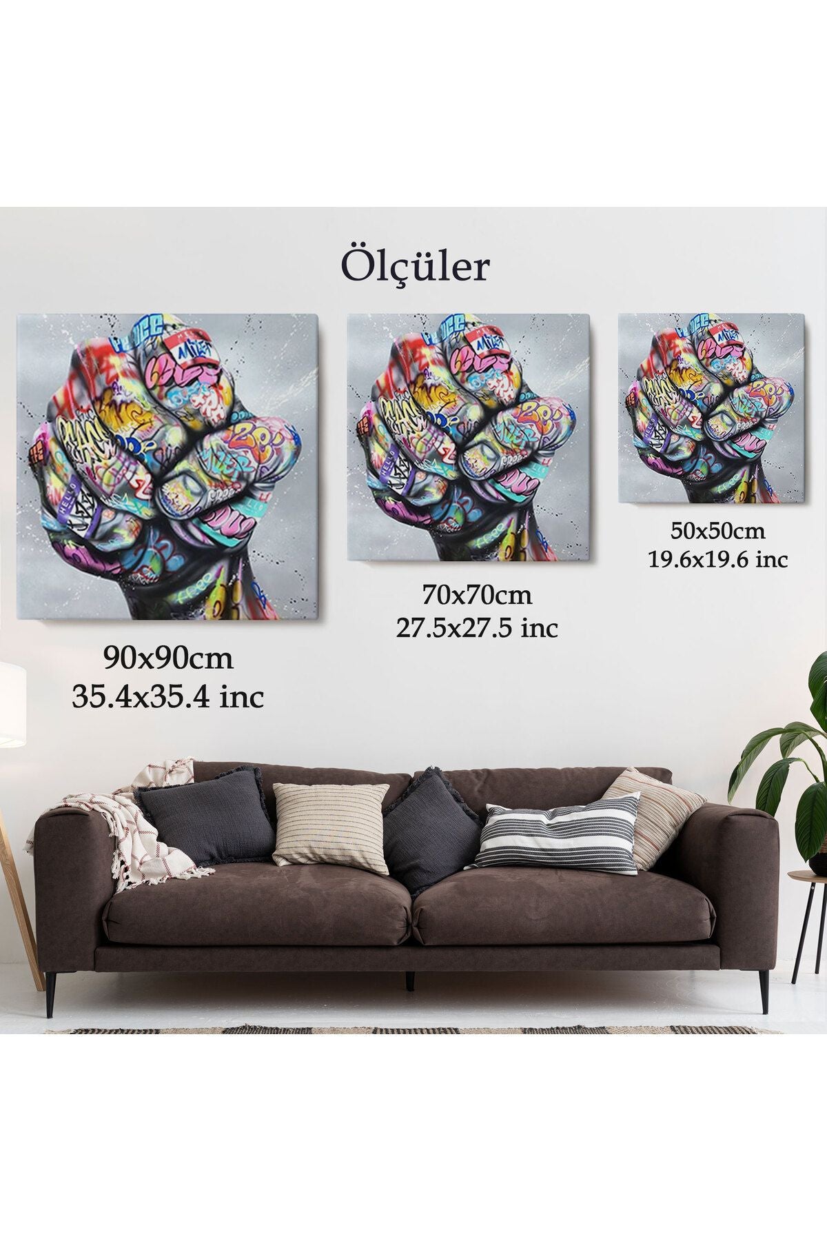 Sokak Graffiti Duvar Sanatı Kanvas Tablo, Banksy Renkli Graffiti Pop Art-5338