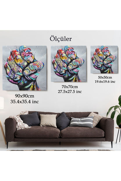 Sokak Graffiti Duvar Sanatı Kanvas Tablo, Banksy Renkli Graffiti Pop Art-5338