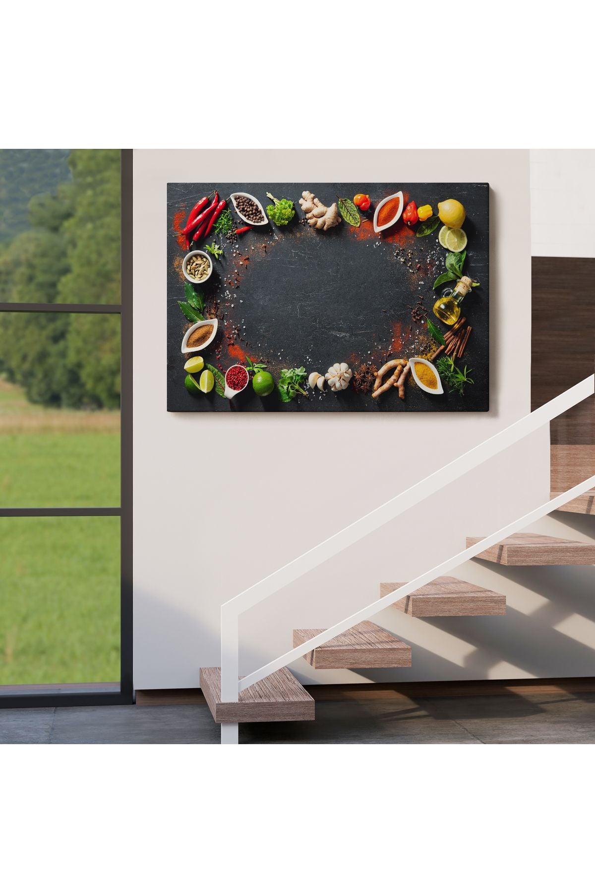 Mutfak Masasındaki Baharatlar Dekoratif Kanvas Duvar Tablosu-3727