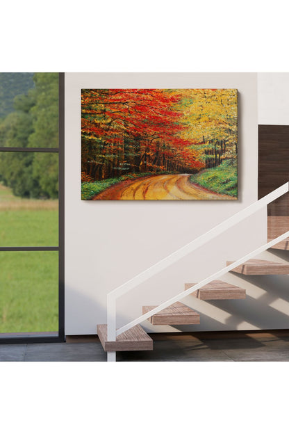 Orman Yolu Yağlıboya Görünüm Dekoratif Kanvas Duvar Tablosu-3764