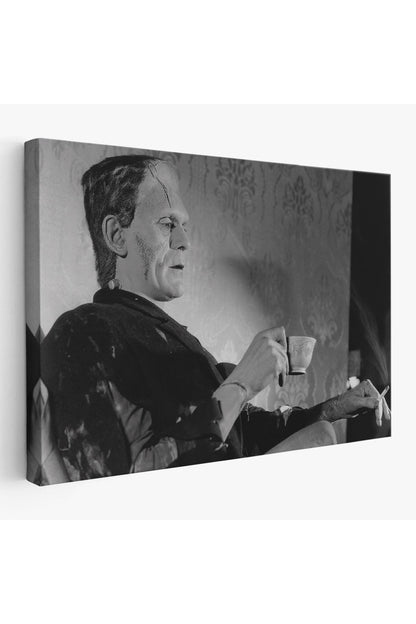 arg001 seri Frankenstein Remastered Tea and Cigarettes Korku Filmi Tablo, Boris Karloff Tablo-5369