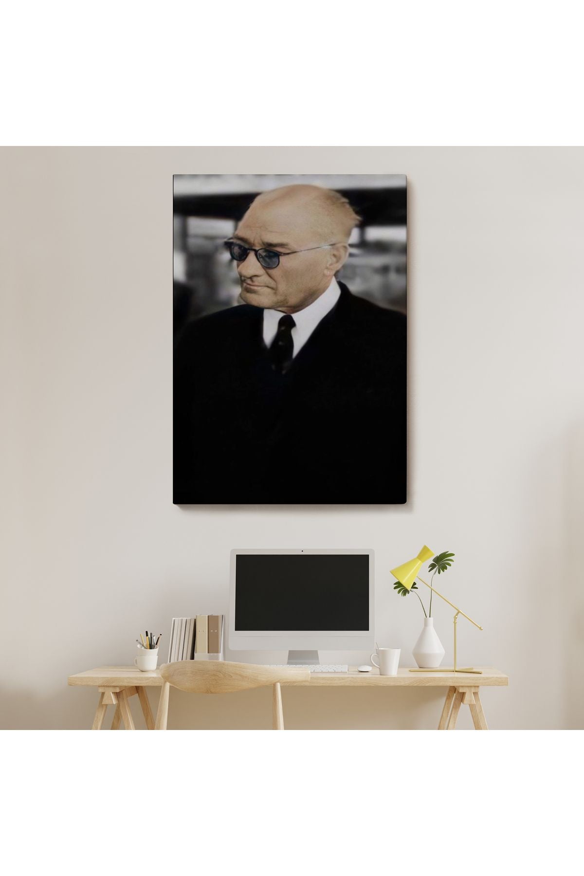 Atatürk Portre Tablosu Mustafa Kemal Atatürk Dikdörtgen Dekoratif Kanvas Tablo-FF-130