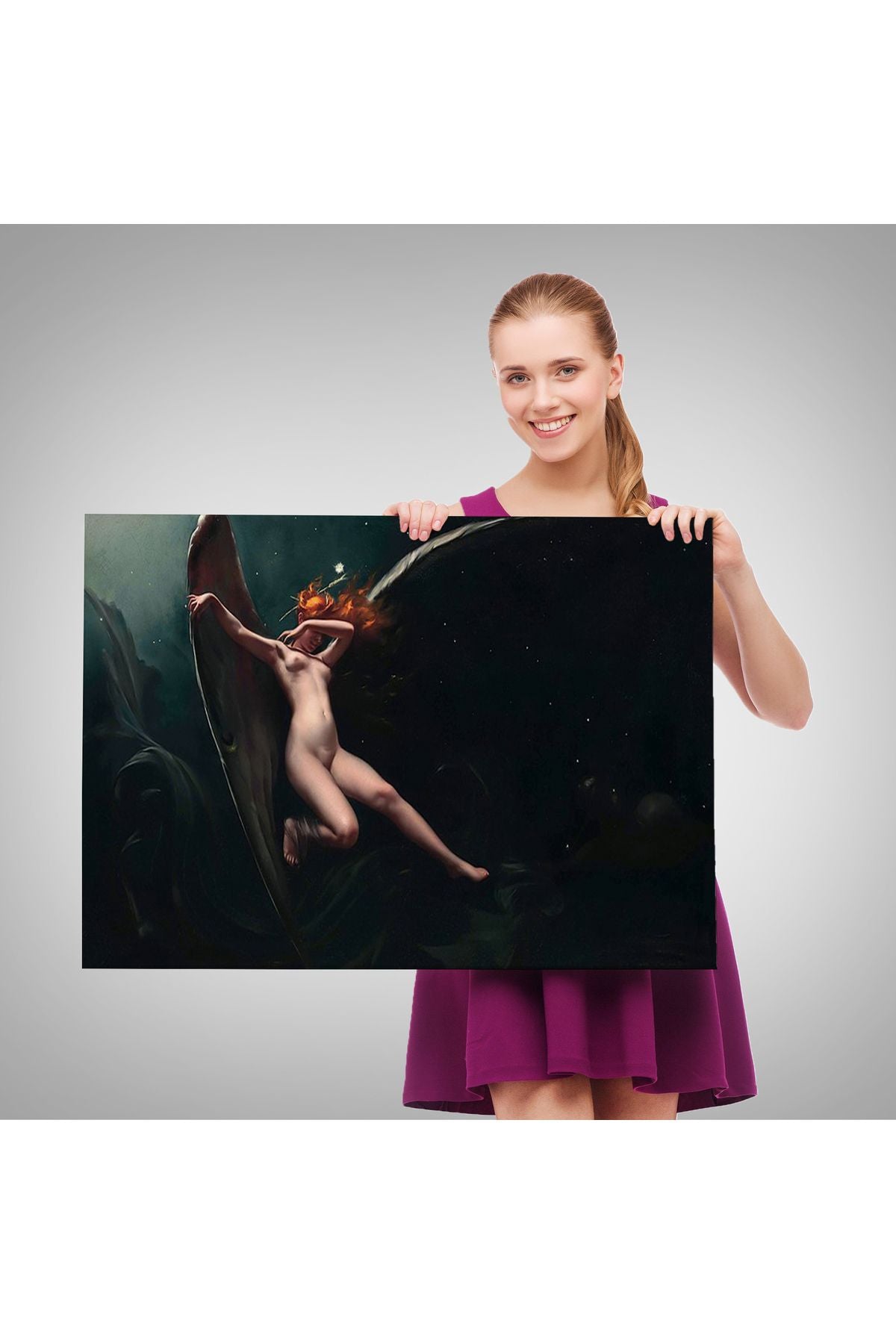 Yıldızlı Gökyüzü Altında Bir Peri Kanvas Tablo, Klasik Sanat Kanvas Tablo-5383