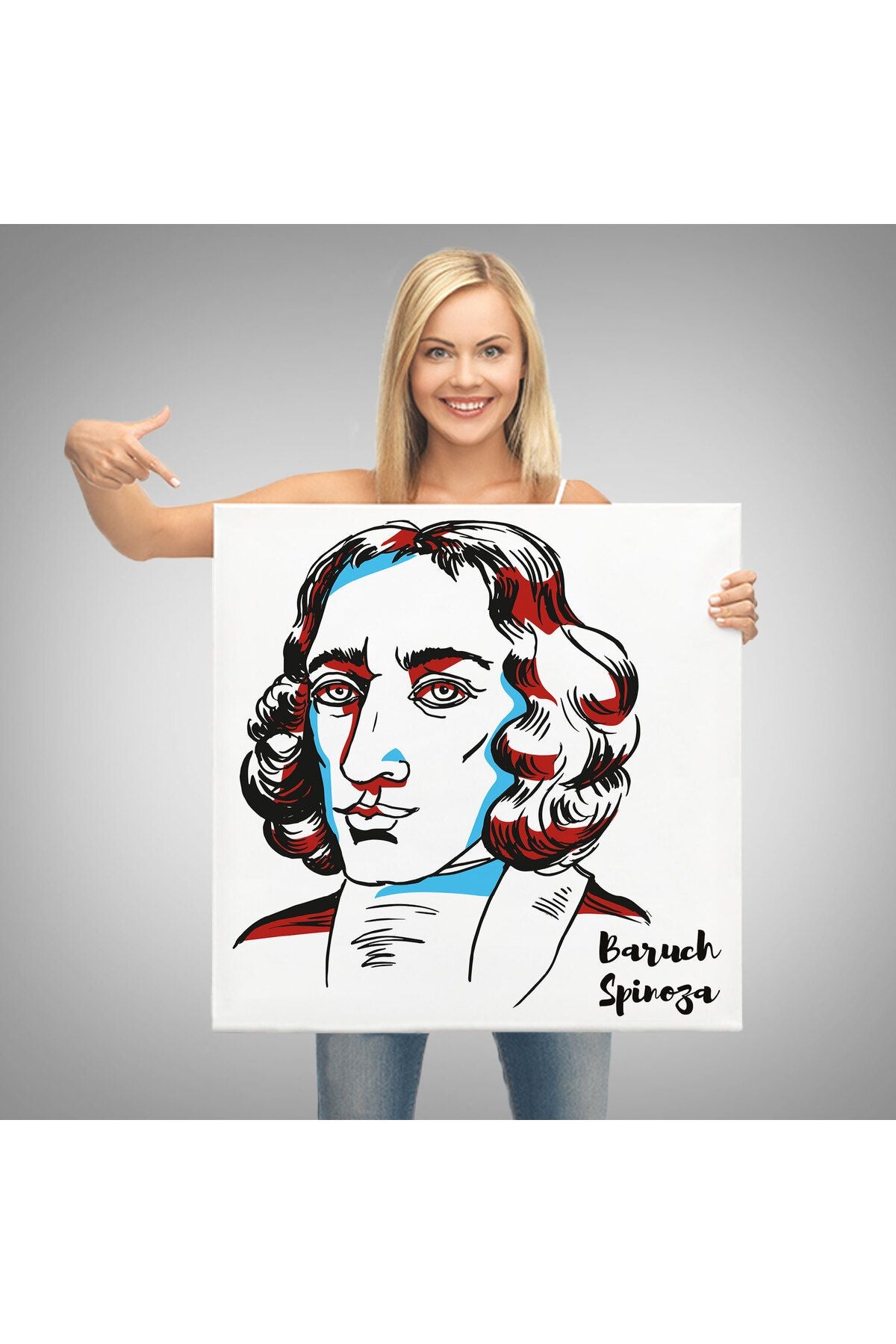 Özel Tasarım Baruch Spinoza Dekoratif Kanvas Tablo-5818