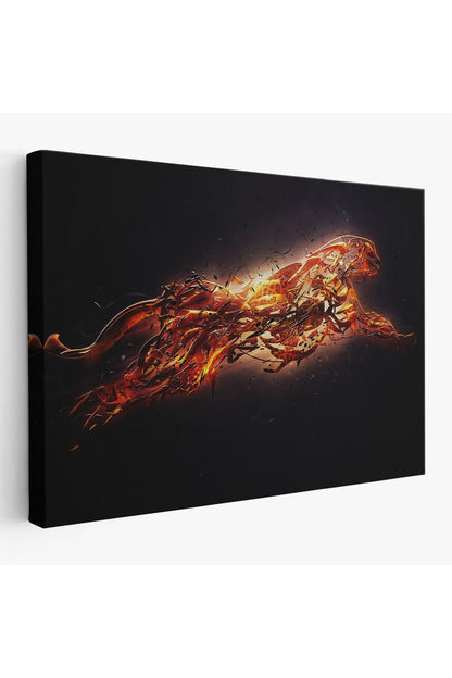 Altın Renkli Koşan Çita Kanvas Tablo, Hayvan Duvar Sanatı, Büyük Kanvas Tablo-5380