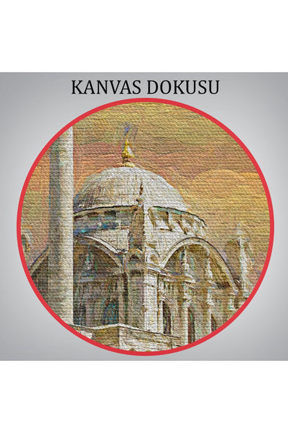 Ortaköy Cami Ve Boğaz Köprüsü Yağlıboya Görünüm Kanvas Duvar Tablosu-5946