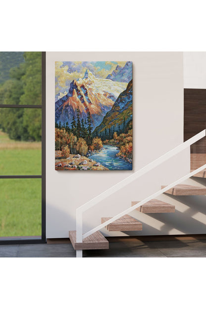 Soçhi Nehri Rusya Yağlıboya Görünüm Dekoratif Kanvas Duvar Tablosu-5935