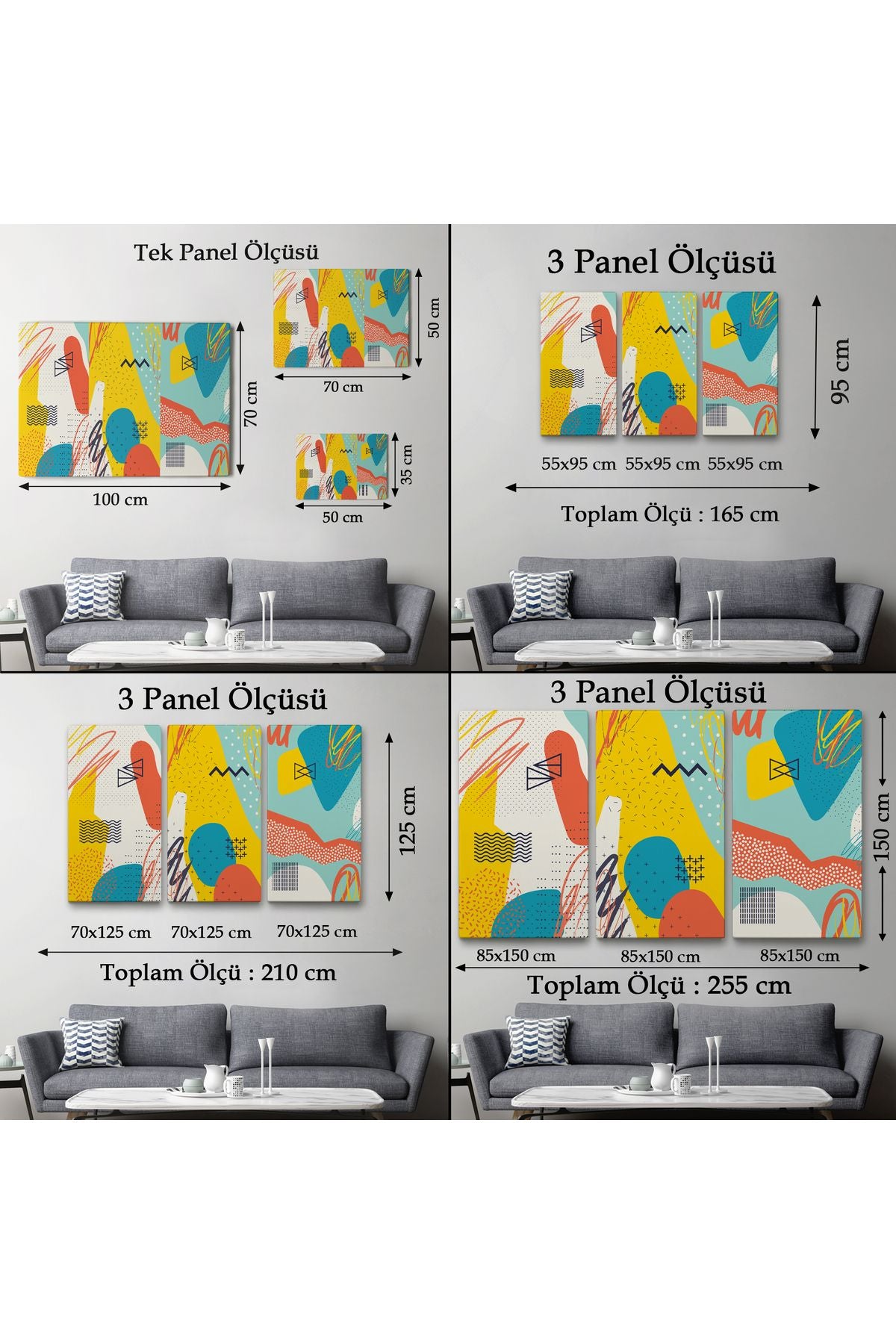 Modern Soyut Görünümlü Dekoratif Kanvas Duvar Tablosu-3577